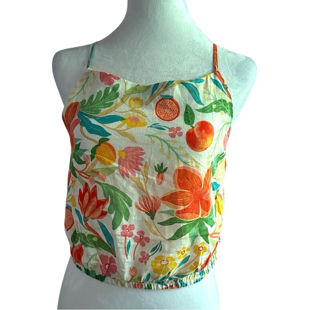NEW C&C California Orange and Green Sleeveless Crop Camisole XS